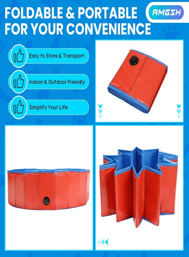 AMGSH Dog Whelping Box, Foldable Birthing Pool for Dogs, Whelping Pool for Puppies, Poartable Plastic Swimming Pool & Bath Tub for Dogs, Red (Red, 31.5” Dia. × 7.9” H (80cm × 20cm)) - Image 4
